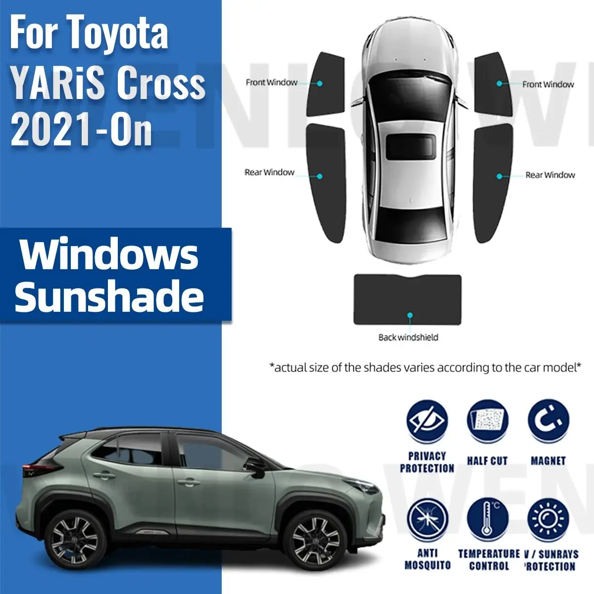 

For Toyota YARiS Cross 2021 2022 2023 2024 Car Sunshade Visor Front Windshield Frame Curtain Rear Side Baby Window Sun Shade
