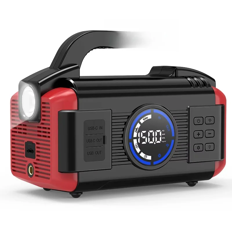 5000a bateria de carro multifuncional 12V Jump Starter com compressor de ar e soprador inflator16800 portátil