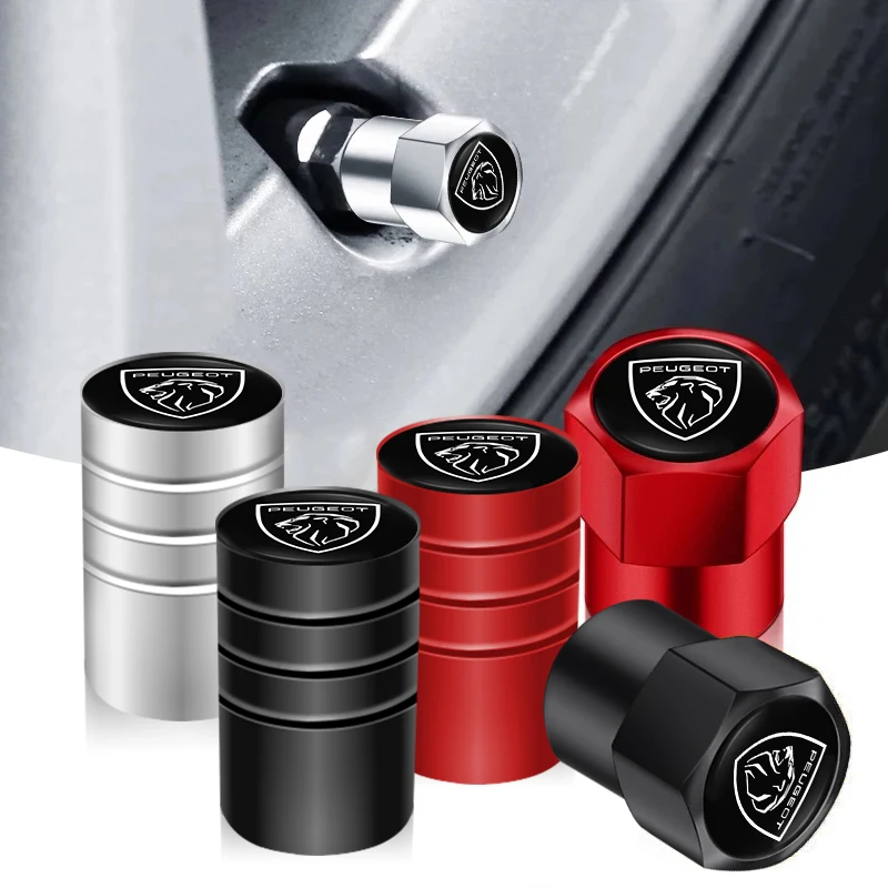 4pcs 3D Metal Car Tire Valve Caps Wheel Dust Cover For Peugeot 307 108 208 407 206 508 106 301 607 408 107 205 807 406 207 308 car wheel valve cap