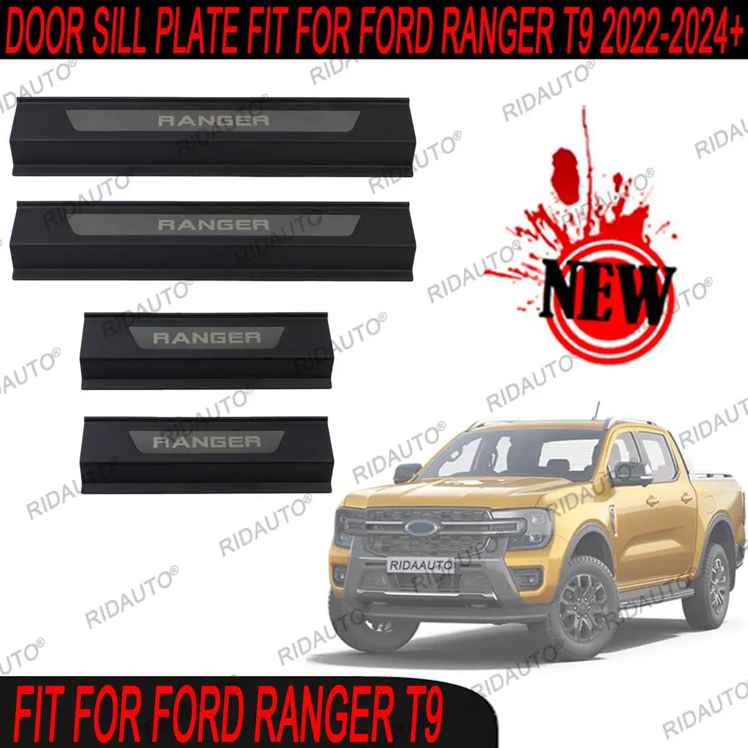 Car Pickup Threshold Strip For Next GEN FORD RANGER 2023 2024 Door Sill Scuff Plate Protector Trim Pedal Sticker Accessories