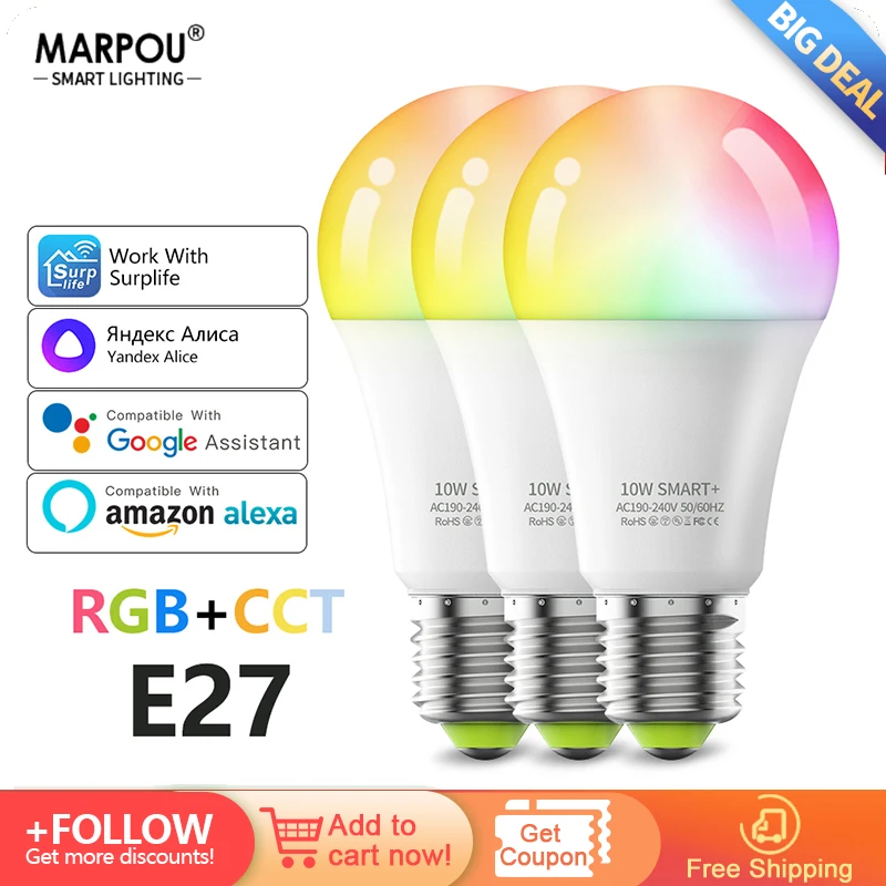 Ampoule LED intelligente W3,version globale,lumière d'ambiance blanche