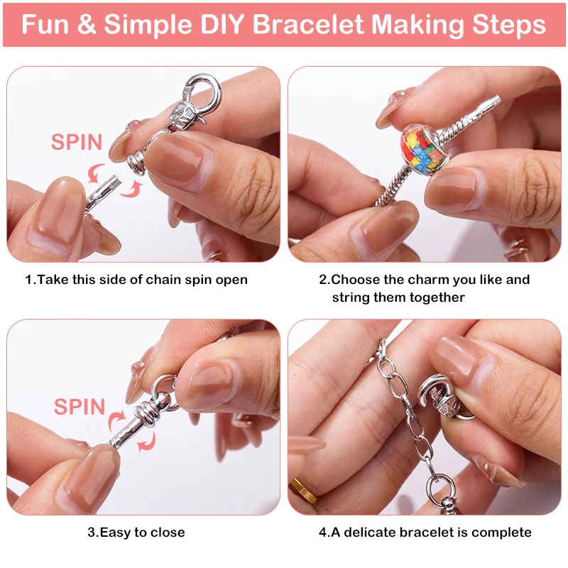 Kit de fabrication de Bracelets pour filles, accessoires pour la fabrication  de bijoux, avec perles, pendentifs, breloques et colliers - AliExpress