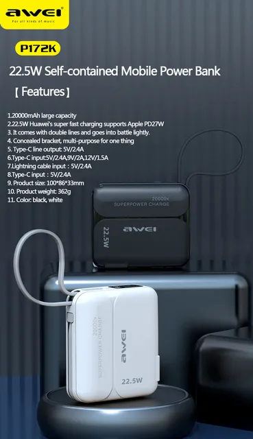 AUKEY Batería Externa 20000mAh Power Bank