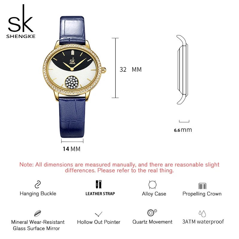 Shengke Leather Strap Ladies Watches Fashion Diamond Woman's Quartz Wristwatches Top Luxury Girl's Gift Clock SK Montre Feminino