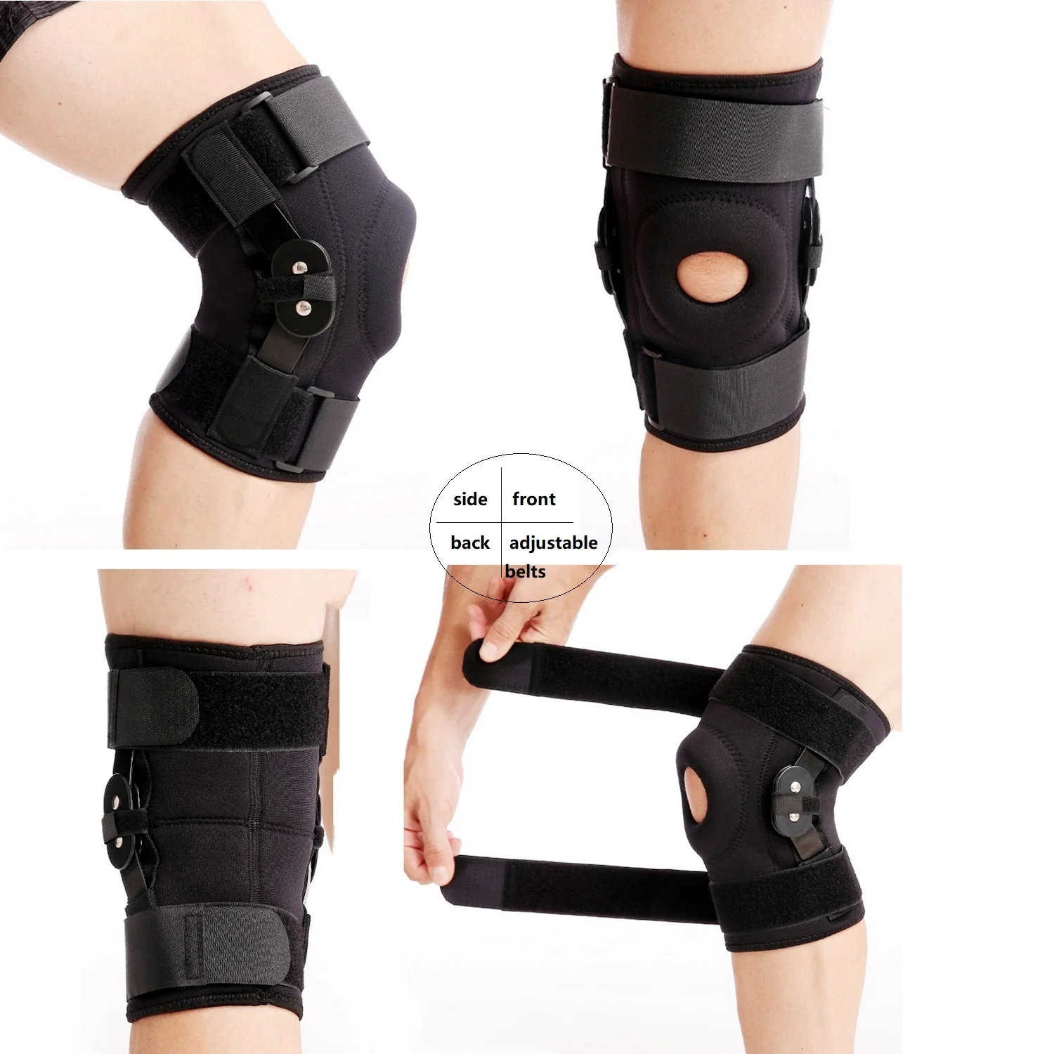 Hinged Knee Brace For Meniscus Tear Adjustable Support With Removable Metal Hinges Built-in Side Stabilizers Knee Pain knee brace