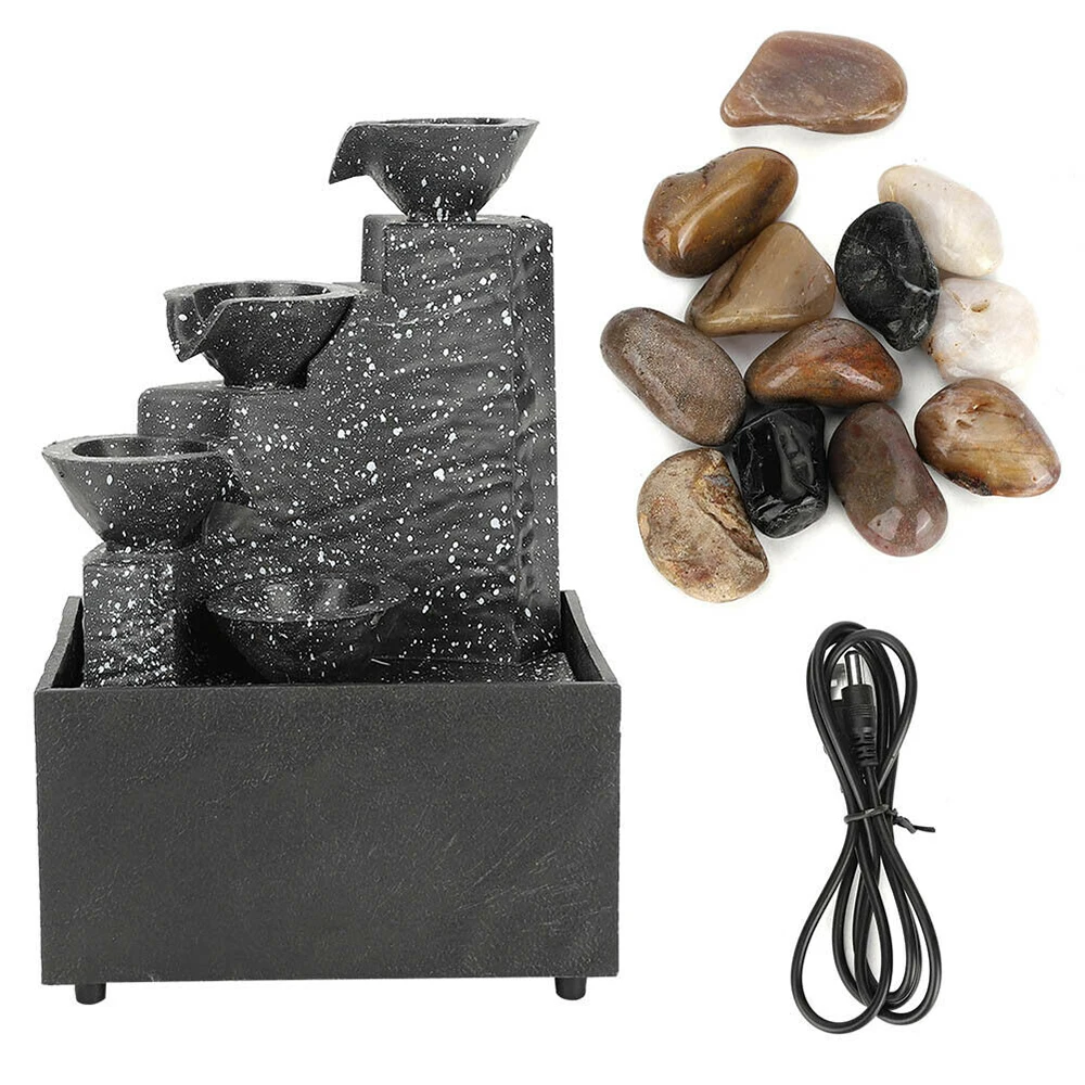 Fountain Ornament Indoor Tabletop Fountain Water Feature LED Lights Statues Home Decor USB Charge Without Battery solar fountain,water fountain,garden pond fountain