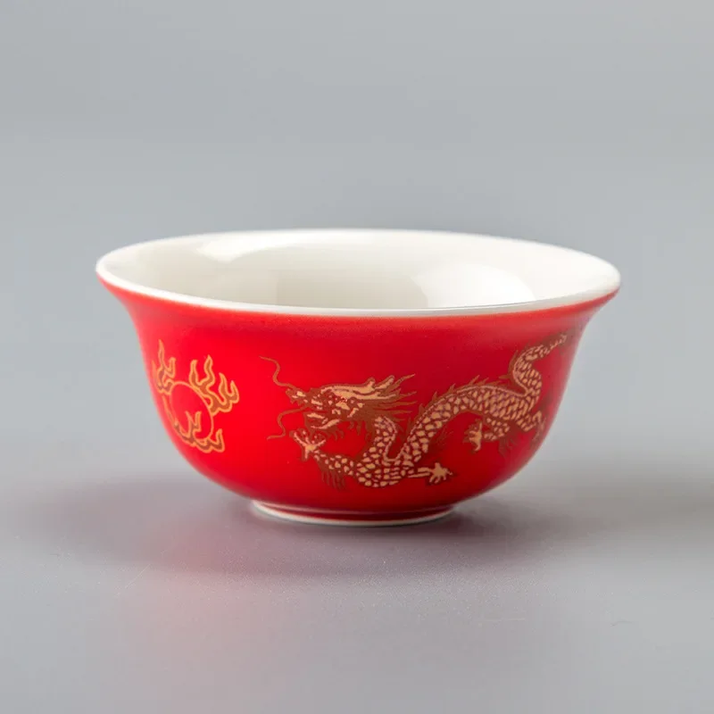 Chinese traditional Golden dragon tea cup 1pcs,ceramic teacup Puer cup set,ceramic kiln Top Grade Porcelain