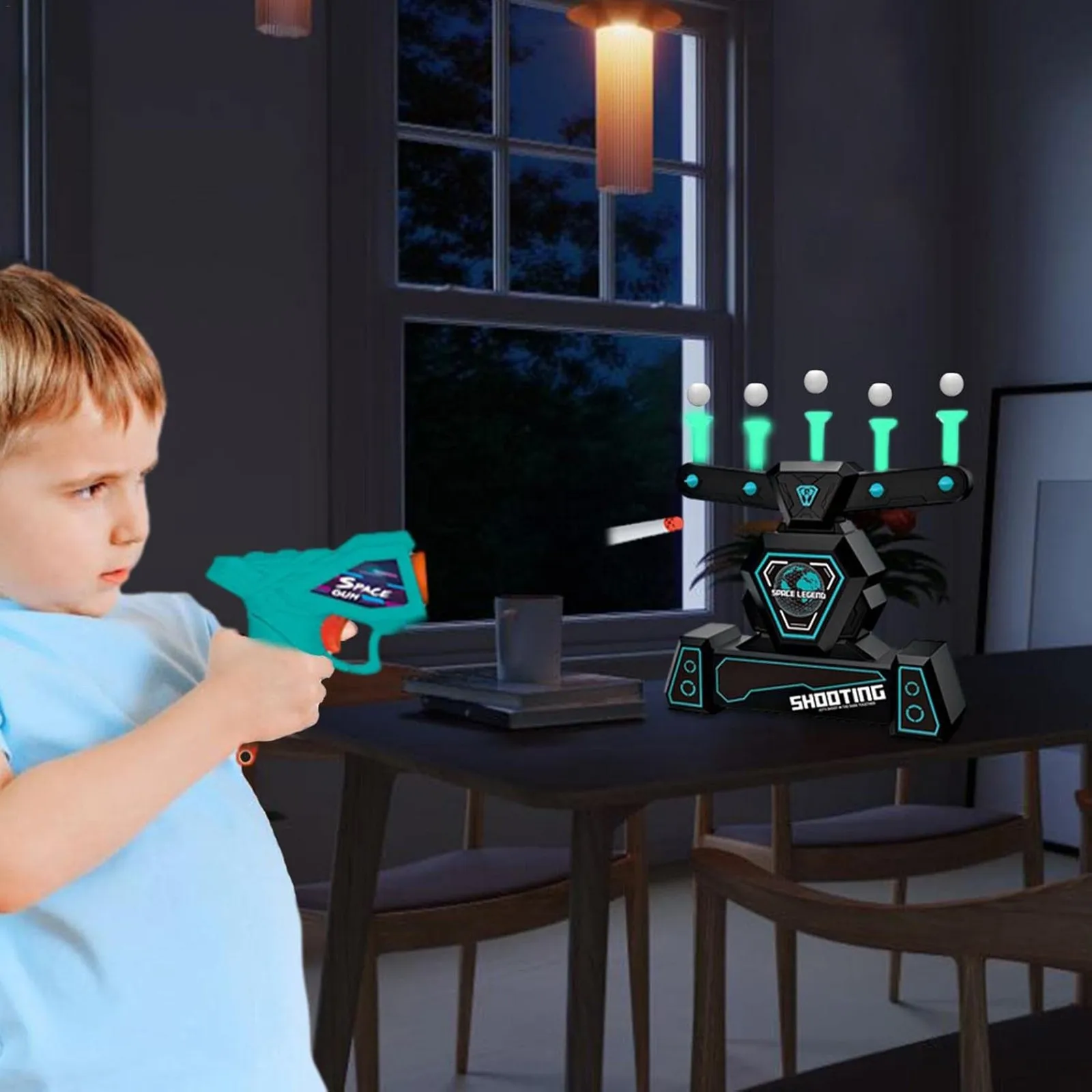Glow-in-The-Dark Shooting Target Practice Kids Shooting Toy Gun Set, USB 2in1 Luminous Electric Hover Target Practice and Target 5