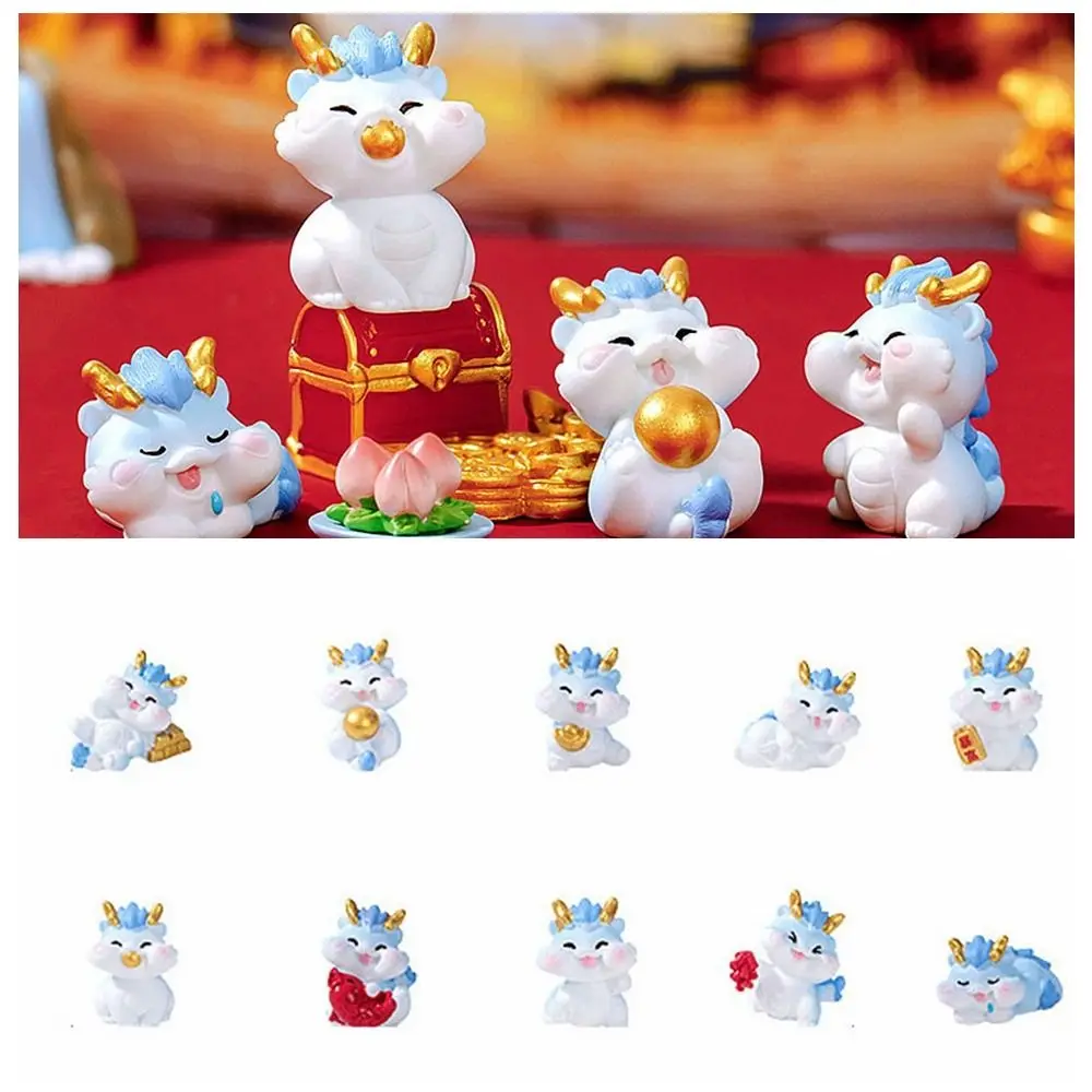 

Gifts China-Chic Figurine Cartoon Handmade New Year Dragon Ornaments Resin Zodiac Dragon Miniature Figurines Home