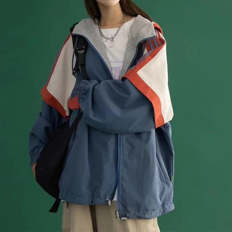

Women Thin All-match Japanese Bf Style Jackets 2021 Female Casual Outwear Both Sides Spring Autumn New Korean Loose Windbreaker