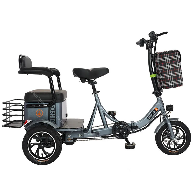 Bici elettrica a 3 ruote per adulti triciclo elettrico pieghevole con  passeggero 2 posti per anziani con batteria rimovibile - AliExpress