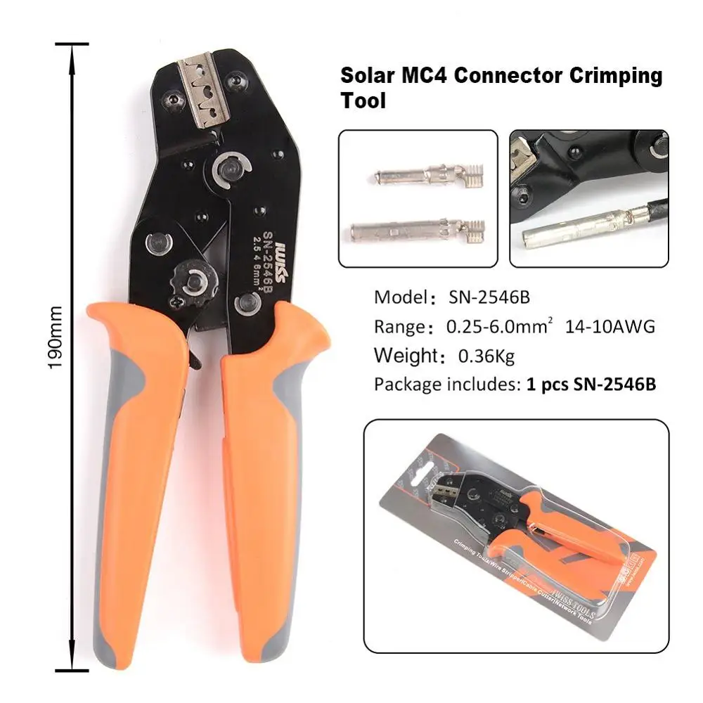 IWISS SN-2546B Solar PV Connector Crimping Tools for for AWG14-10 2.5/4/6mm2 Solar Panel PV Cable with Wire EDM Die Crimp PLier 2