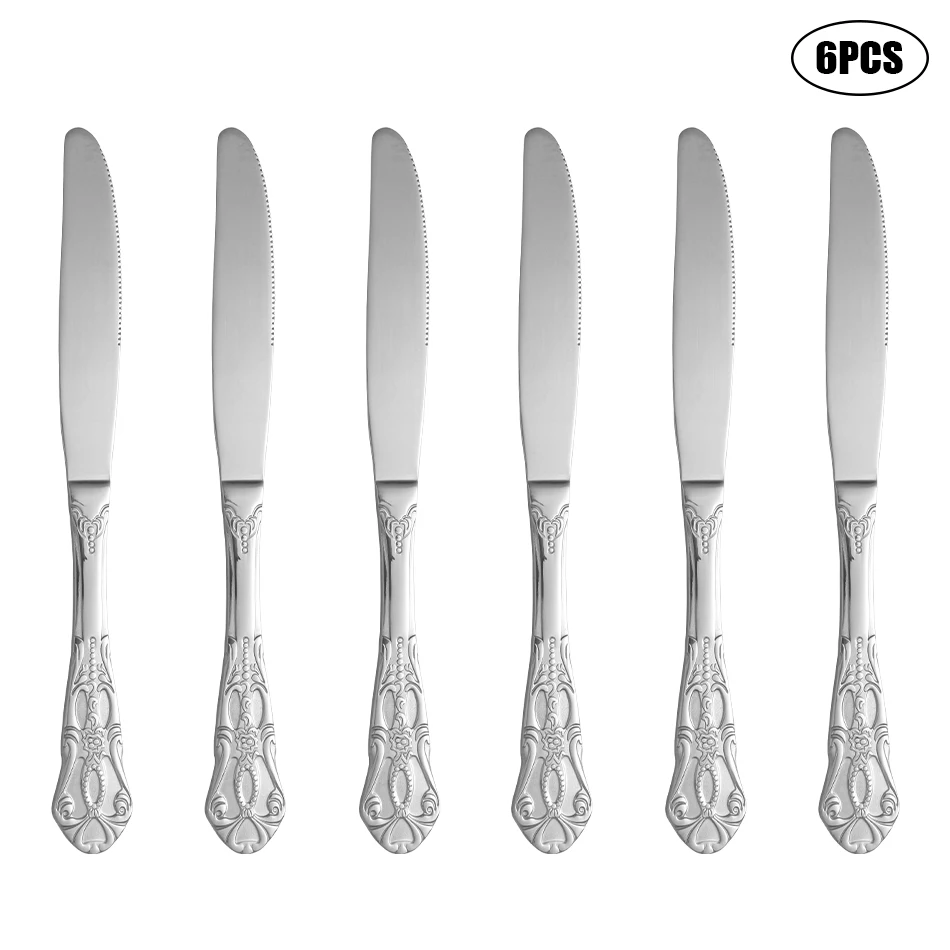 4/6/16/24pcs Stainless steel silver knife, fork and spoon tableware set Royal high-end tableware Suitable for family hotel party