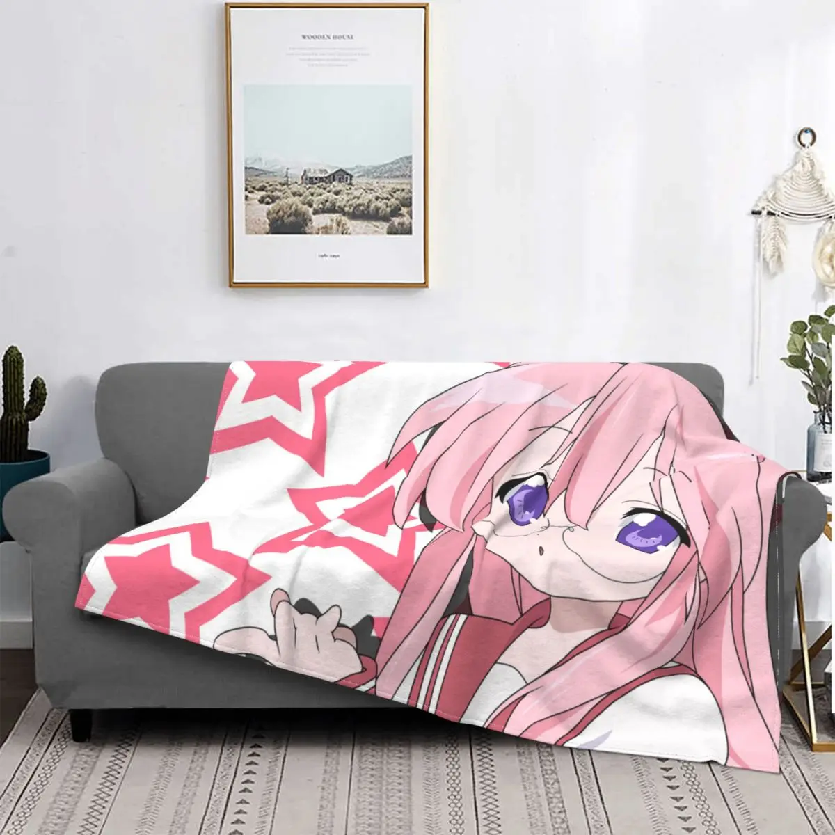 

Kawaii Miyuki Blanket Coral Fleece Plush All Season Lucky Star Anime Multifunction Throw Blanket for Home Office Rug Piece