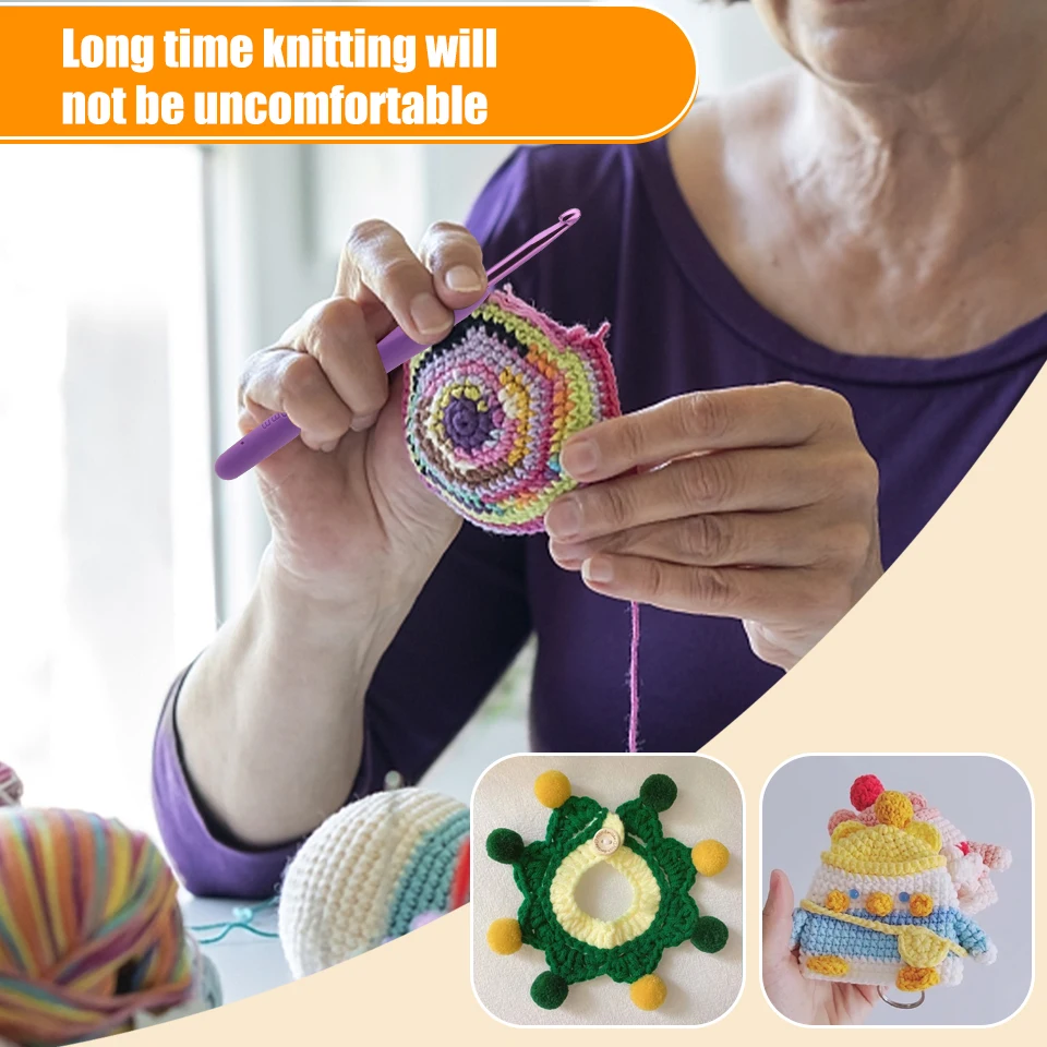 Crochet Hook Kit Soft Handle Knitting Crochet Needles DIY Hand Knitting Accessories for Beginners