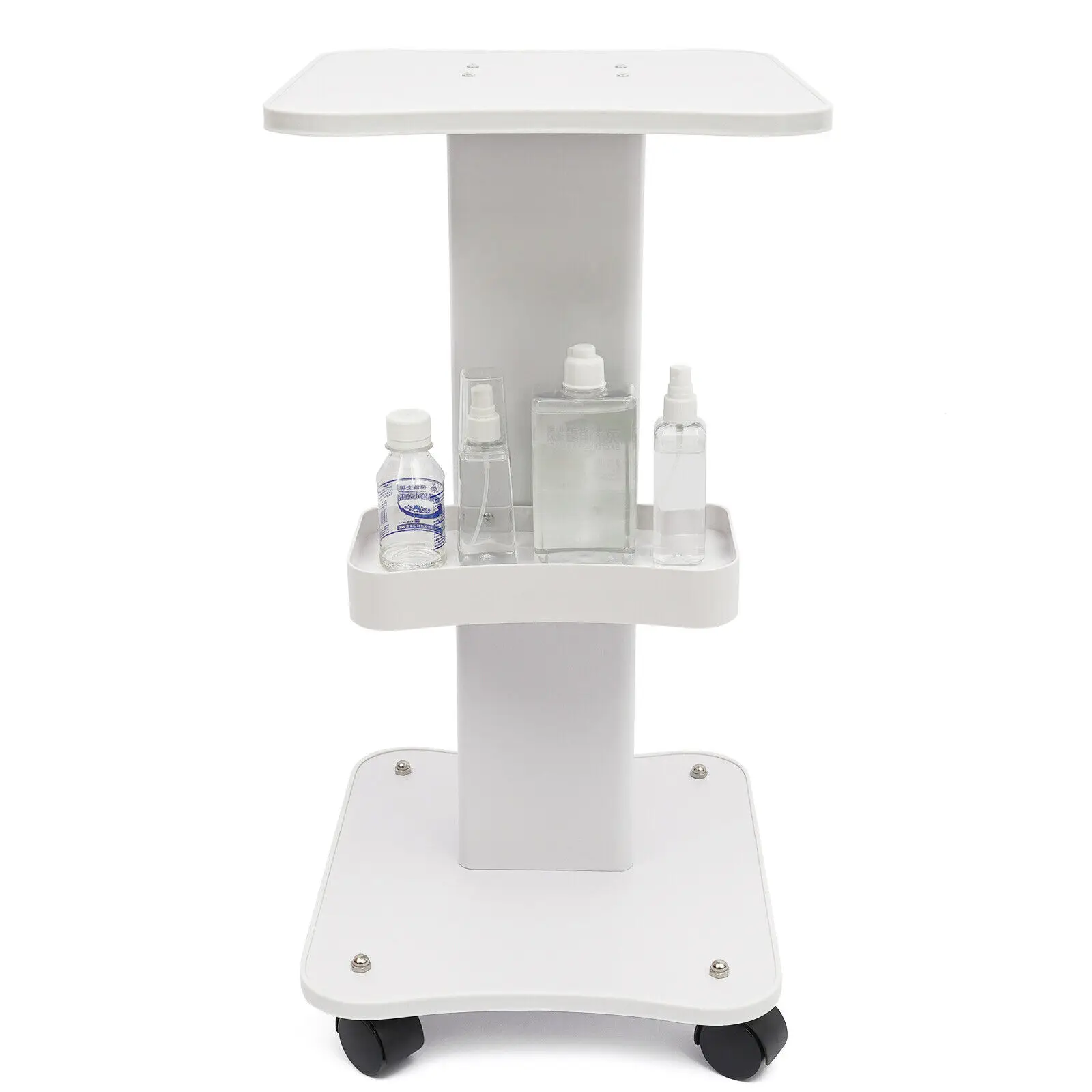 multi layer storage trolley White Trolley Mobile Rolling Cart Shelf SPA Beauty Salon Spa Tray Stand Holder