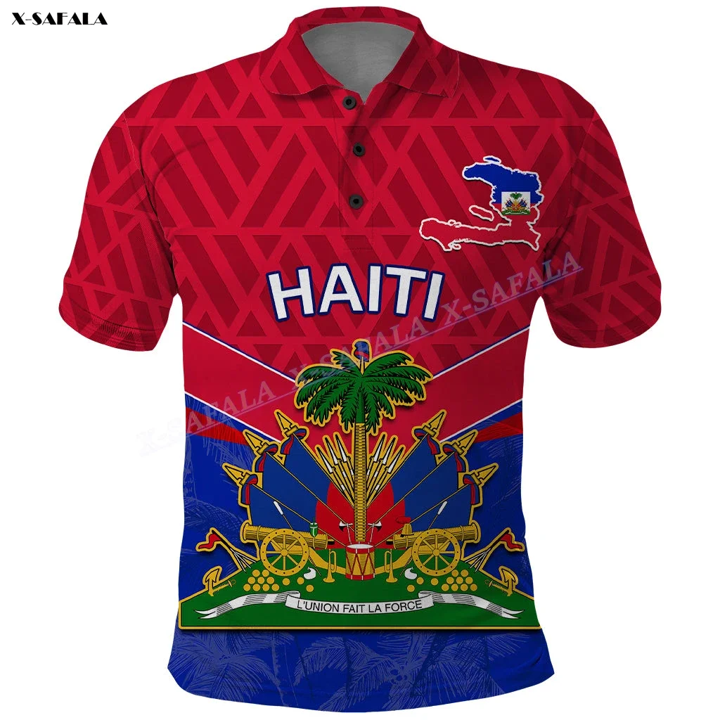 

Map Independence Haiti Flag Coat Of Arms 3D Printed Men Women Thin Polo Shirt Collar Short Sleeve Street Wear Casual Tee