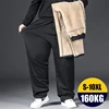 10XL Black Winter Pants Men Oversize Warm Plush Fluff Thickening Pants Trousers Oversize Comfortable Elastic Waist Big Pants Men 1