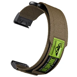 Nylon Quick Fit Strap Loop Band - 22mm & 26mm Adjustable Sizes - 26mm - Epix Pro 51mm (Army green)