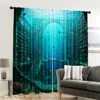 2pcs, spring summer Curtains Underwater library, Gothic architecture, with coral reefs and books Sheer Curtains Durable 100% 6