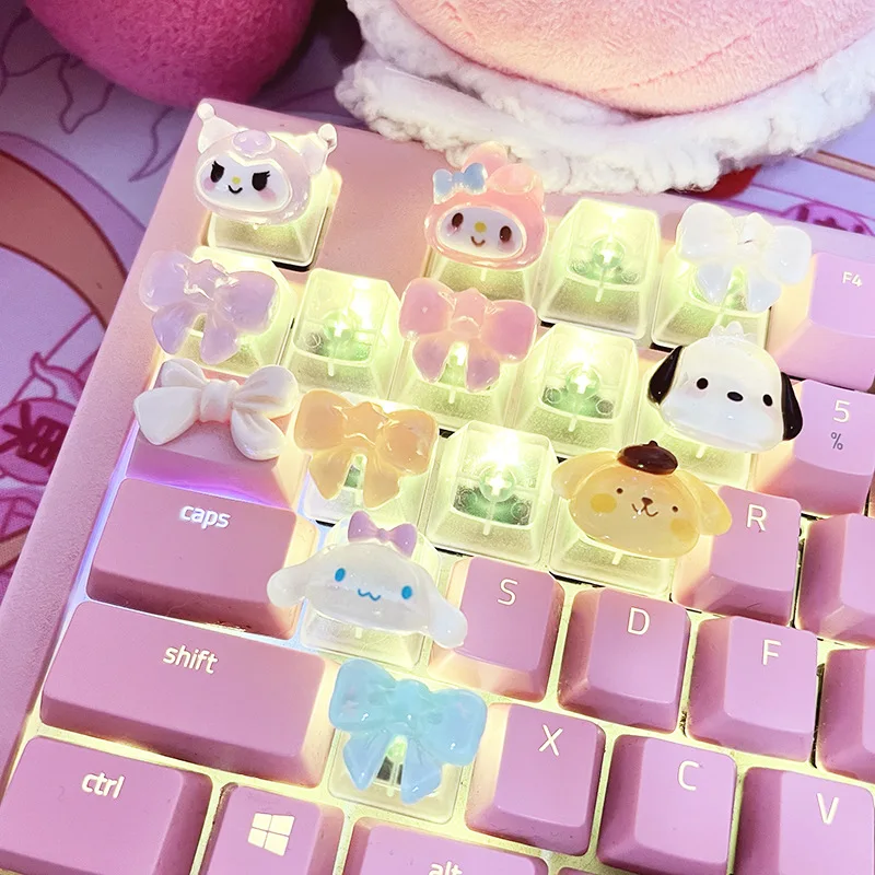 

Kawaii пользовательская механическая клавиатура колпачок для Cherry Mx Переключатель игровая подсветка колпачок для клавиш Sanrioed Kuromi Melody Мультяшн...