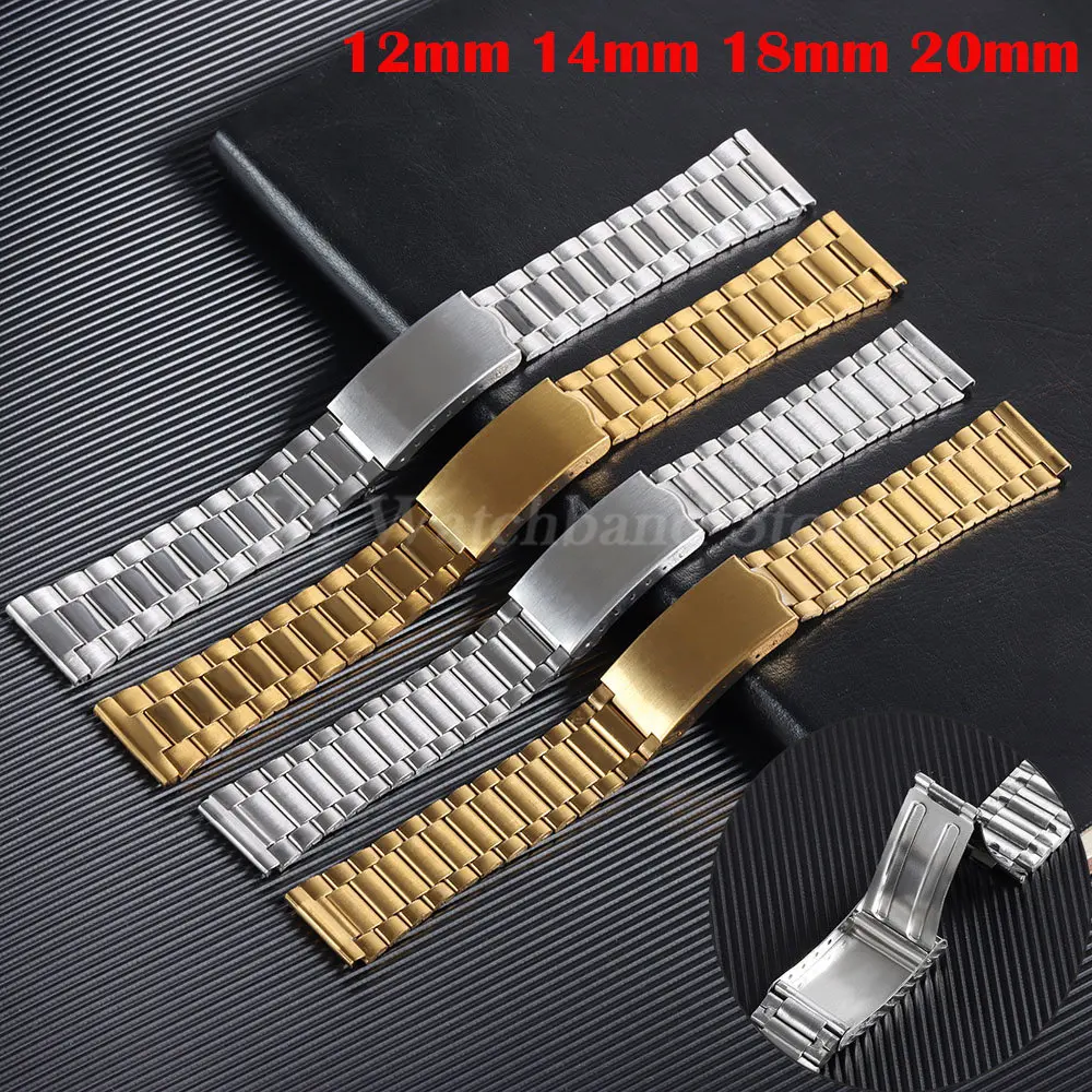 18mm Stainless Steel Gold Watch Band Stainless Steel Watch Band Strap