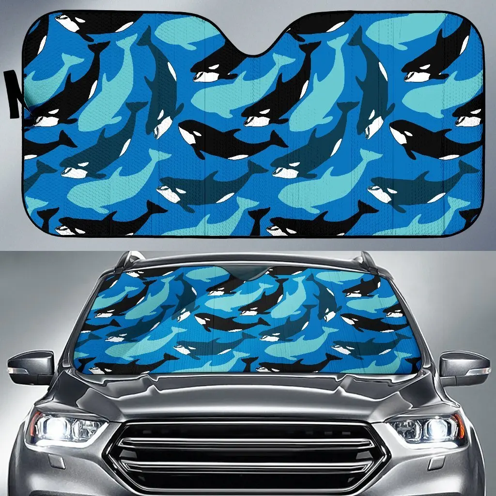 

Killer Whale Orca Pattern Print Auto Sun Shade Car Windshield Window Cover Sunshade