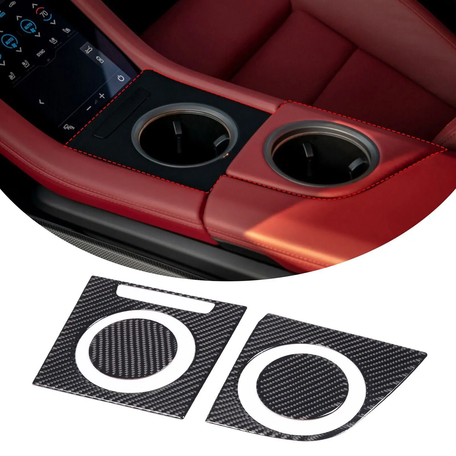 

Soft Carbon Fiber Car Central Cup Holder Cover Trim For Porsche Taycan 2019-2022