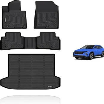 4pcs Car Floor Mats & 1pc Cargo Mat Compatible for 2022-2023 Hyundai Tucson Hybrid Black 1