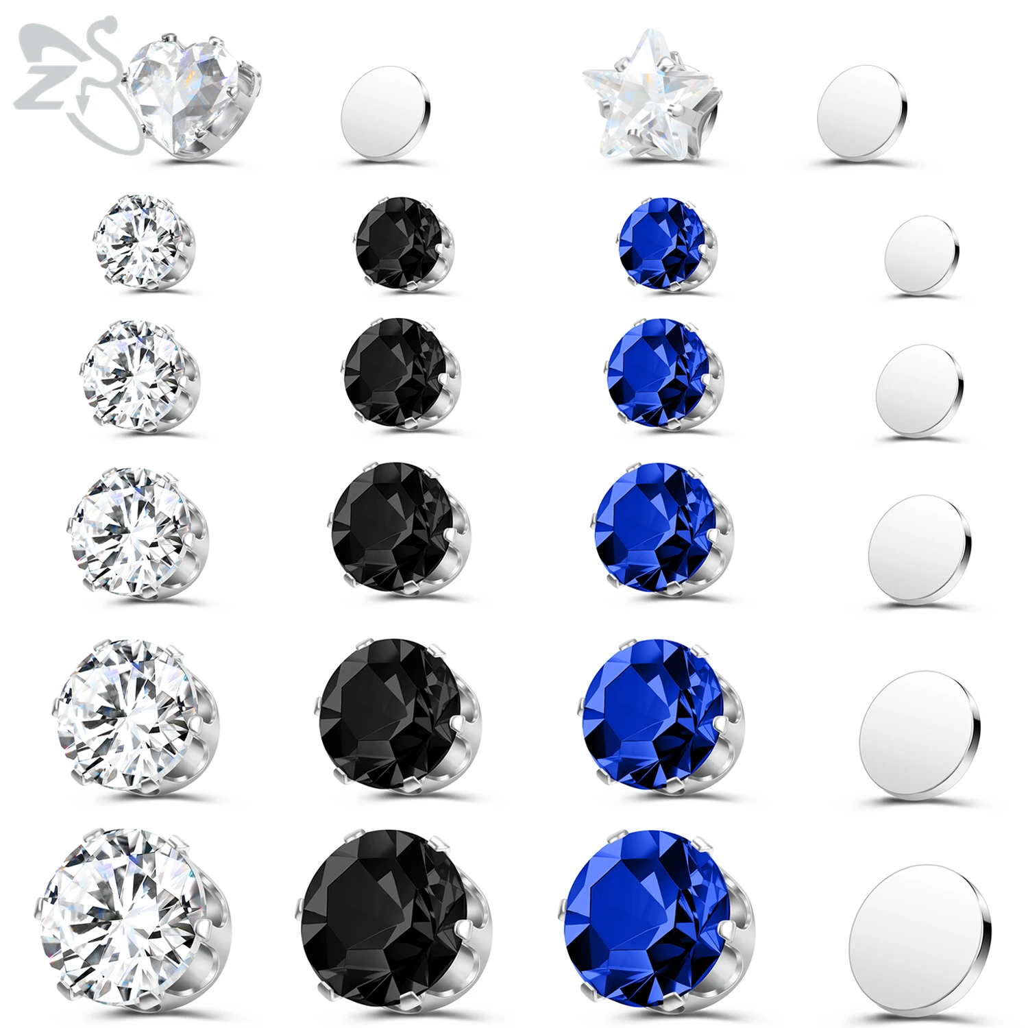 12 Paia Orecchini Neri Uomo E Donna – Ipoallergenici, Misure 3-8mm – Set Elegante Per Ogni Giorno
