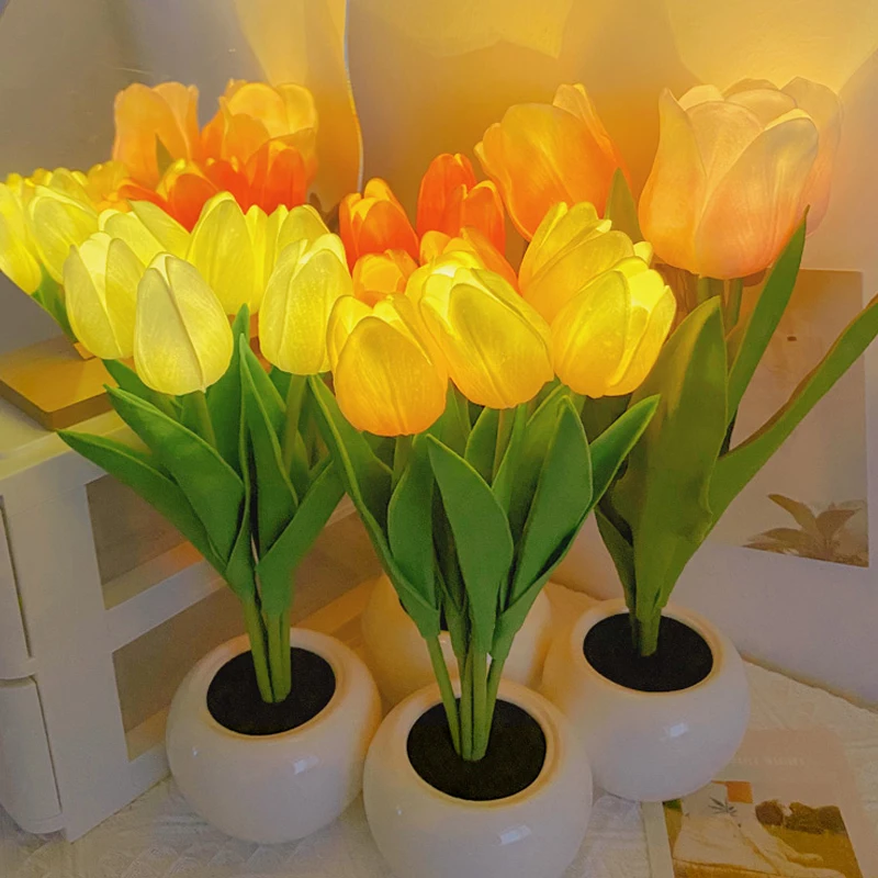 

Led Tulip Lamp Flowerpot Potted Plant Flower Lamp Room Bar Coffee Shop Romantic Potted Plant Home Decoration