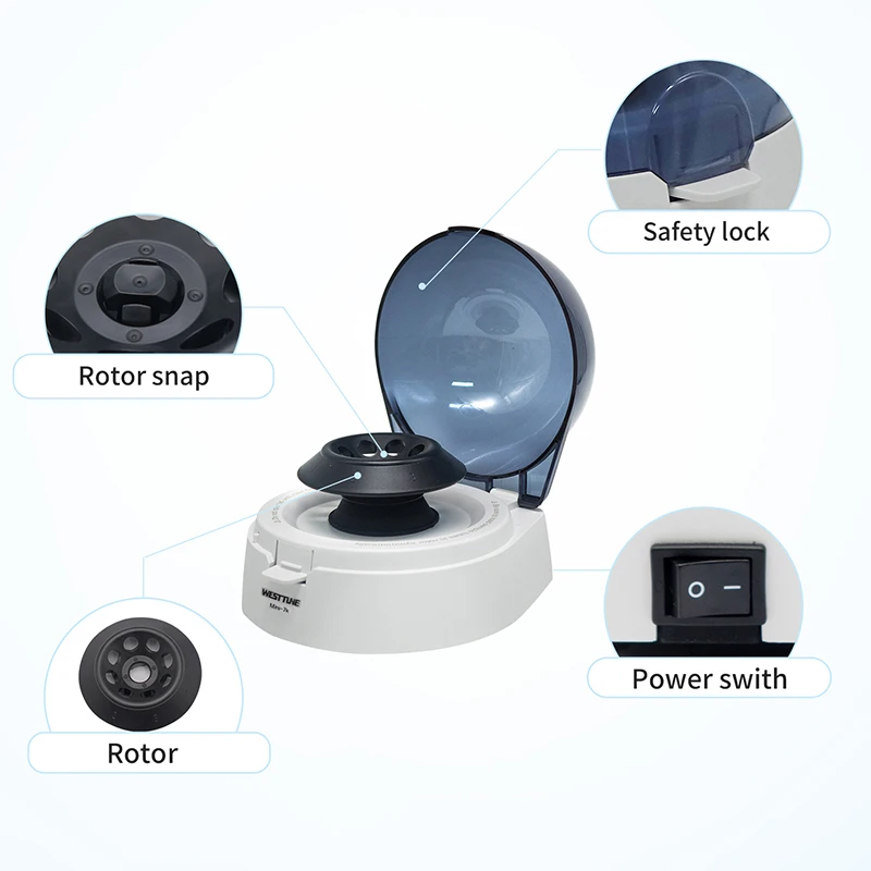 Lab Mini Centrifuges 7000 RPM Benchtop Centrifuge Machine Low Noise Laboratory Centrifuges with DC Motor Max 2680 x Westtune