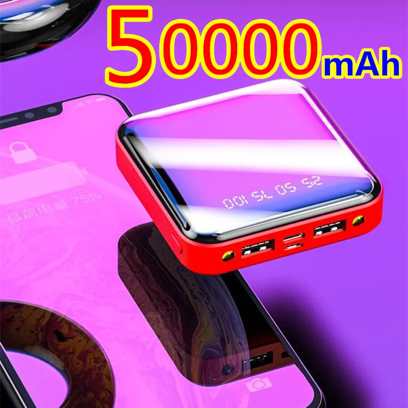 50000 Mah Mirror Screen Portable Power Bank Dual Output Mini Power Bank
