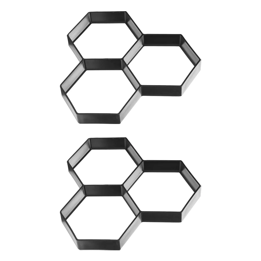 2pcs Hexagon Cement Paving Mould DIY Plastic Floor Mould Garden Floor Path Tile Brick Mold Mold Supplies for Road Garden
