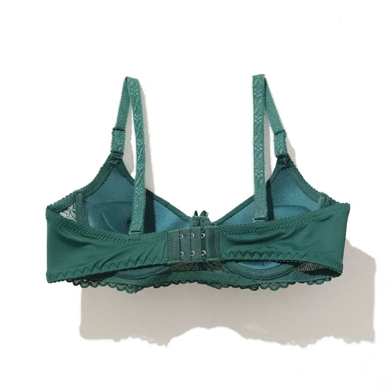 Beauwear Green Embroidred Floral Bra with Pendent Push Up Bra with Foam Pad Underwire Bras 75B 80B 85B-W8001 2
