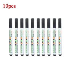 Pack of 10 Black Erasable Whiteboard Markers - Water - based, Easy - to - erase, Perfect for Office and Creative Use (10pcs)