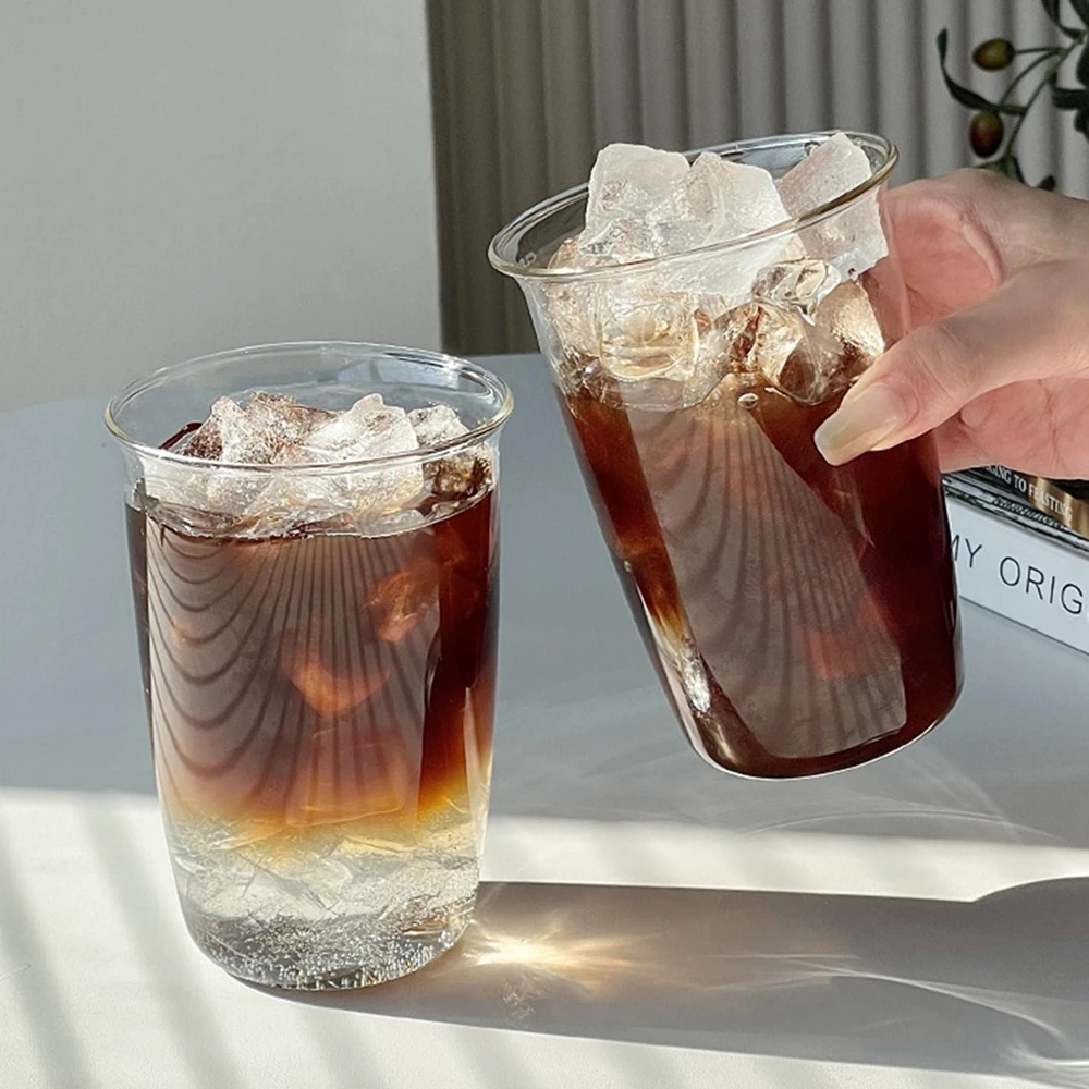 Glass Milk Cup Ins Style Tea Juice Milk Coffee Mug Home Water Glasses High Borosilicate Glasses Glass Cup Heat Resistant Coffee Glass Cup Heat Resistant Glass Cup Glass Water Cup Mason Jars Coffee Mug