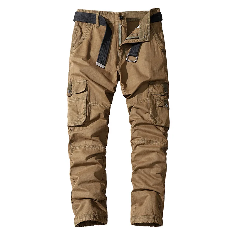 Casual Pants Four-season Pure Cotton Casual Pants Men's Work Pants Multi-pocket Straight Trousers