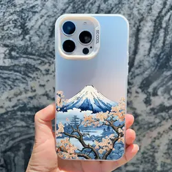 Japanese Aesthetic Mount Fuji Landscape Shockproof Laser Phone Case - iPhone 14 (CH - White FGFSS 8)
