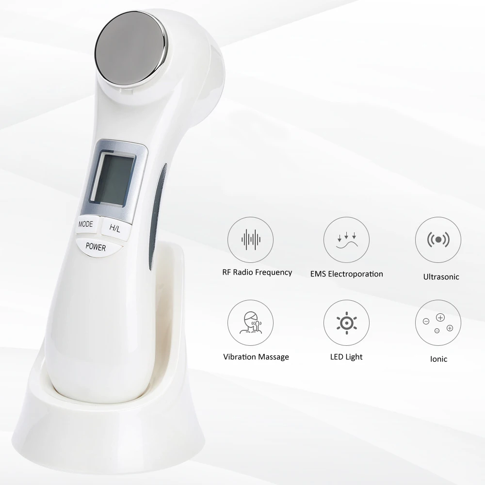 

Ultrasonic RF Radio Frequency Face Massager Facial Lifting EMS Electroporation Mesotherapy Galvanic Ion LED Photon Beauty Device