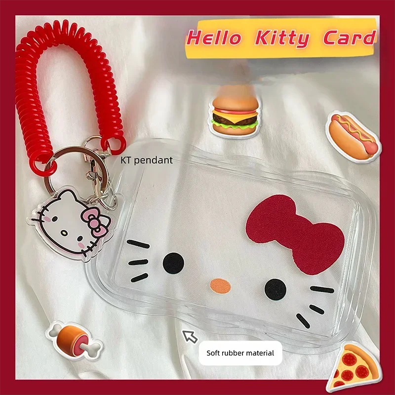 Card Holder Kawaii Cartoon Hello Kitty Cute KT Cat ID Card Student Girls Keychain Bus Gifts
