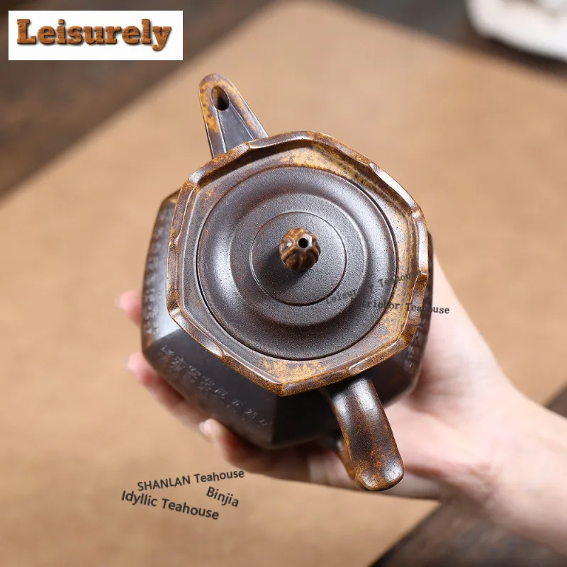 310ml Yixing Purple Clay Teapots Famous Master Handmade Monk Hat Pot Raw Ore Wood-fired Porcelain Mud Kettle Zisha Tea Set Gift