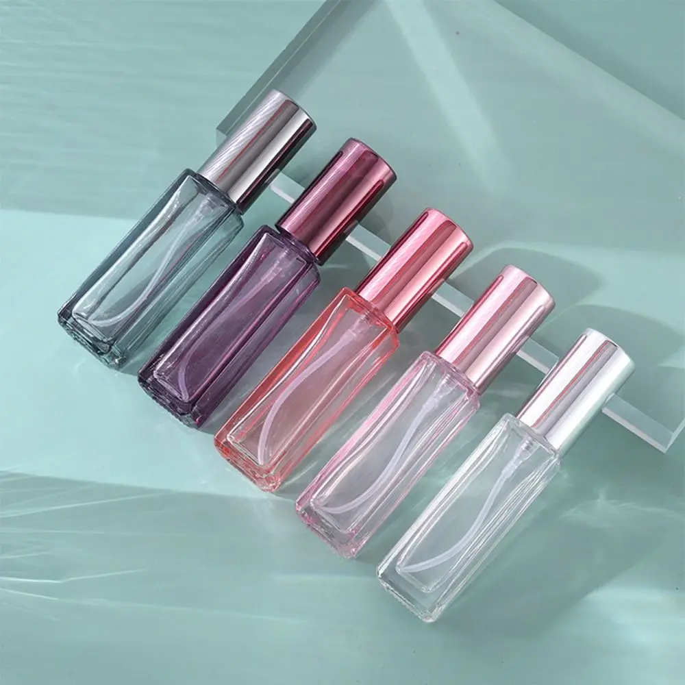 10ml 20ml Transparent Square Perfume Bottling Glass Thickened Portable Sample Bottling Colorful Cosmetic Sample Spray Bottle