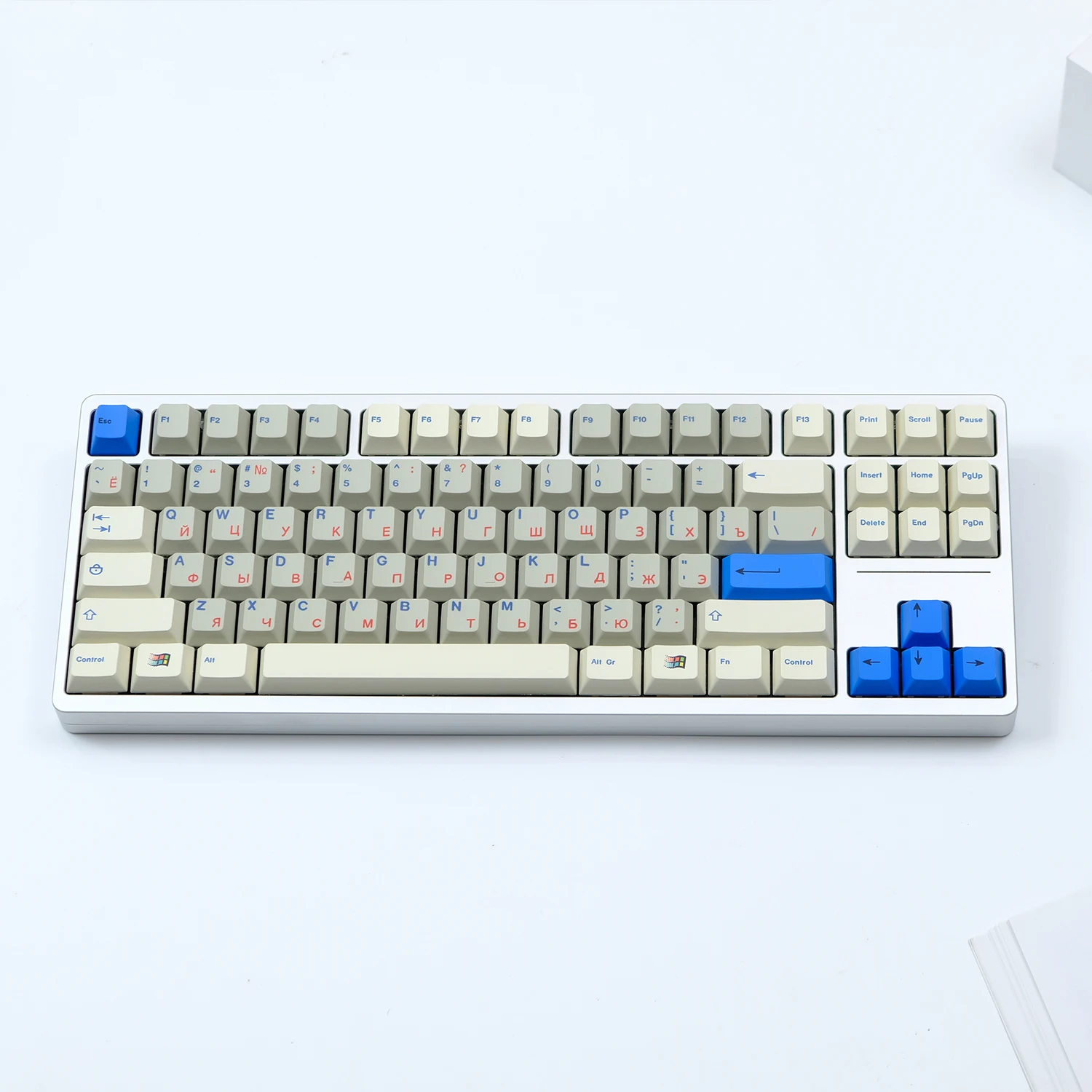 Teclado Mecânico Keycaps 168 Chaves Retro Cinza Branco Azul Vermelho Perfil Cereja Pbt Sublimação Dye Interruptor mx - Imagem 3