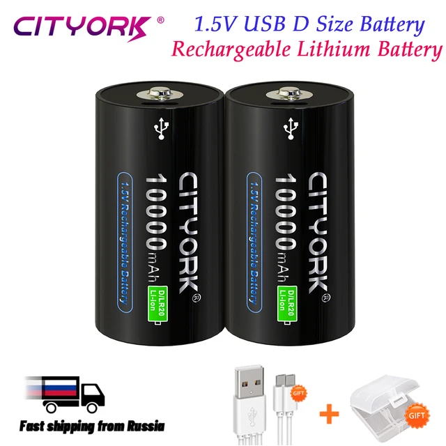 CITYORK D Size LR20 Rechargeable Battery 1.5V USB Charging Lithium Ion Batteries  D Cell For Gas stove flashlight Water Heater - AliExpress