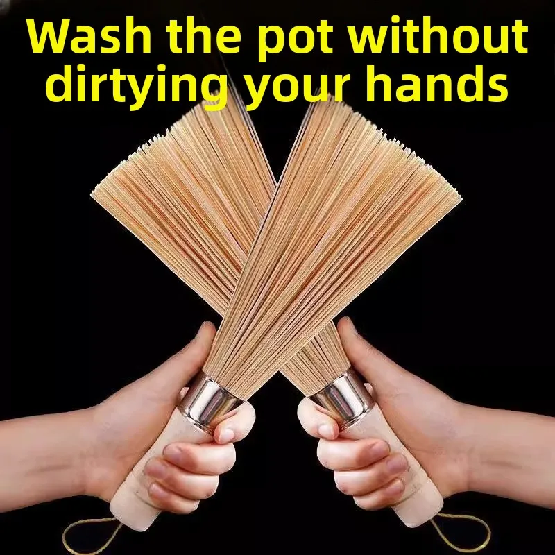 Eco-Friendly Bamboo Pot Brush with Solid Wood Handle
