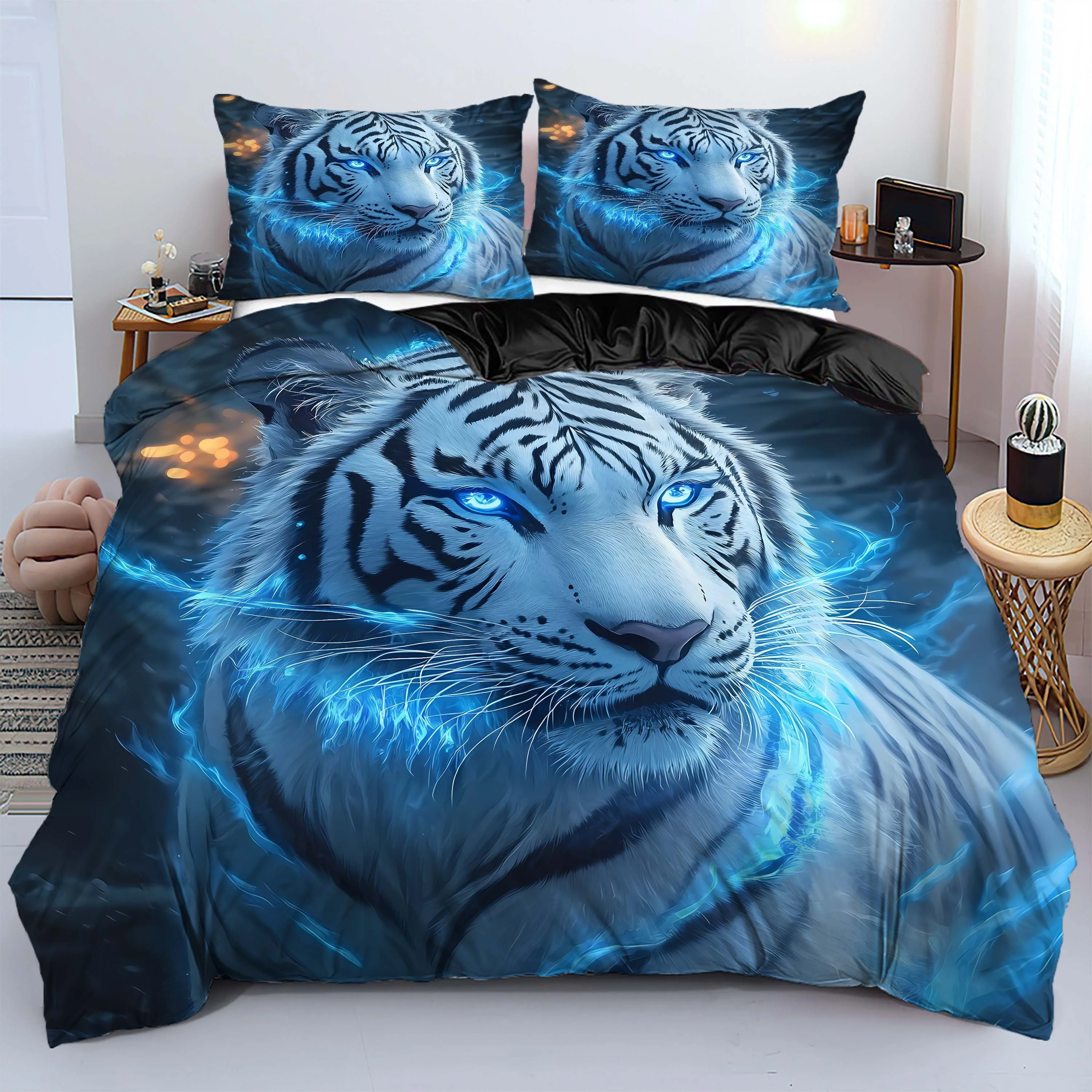 2pcs/3pcs Duvet Cover Set (1 Duvet Cover + 1pc/2pcs Pillowcase,Without Core),3D handsome and elegant blue background