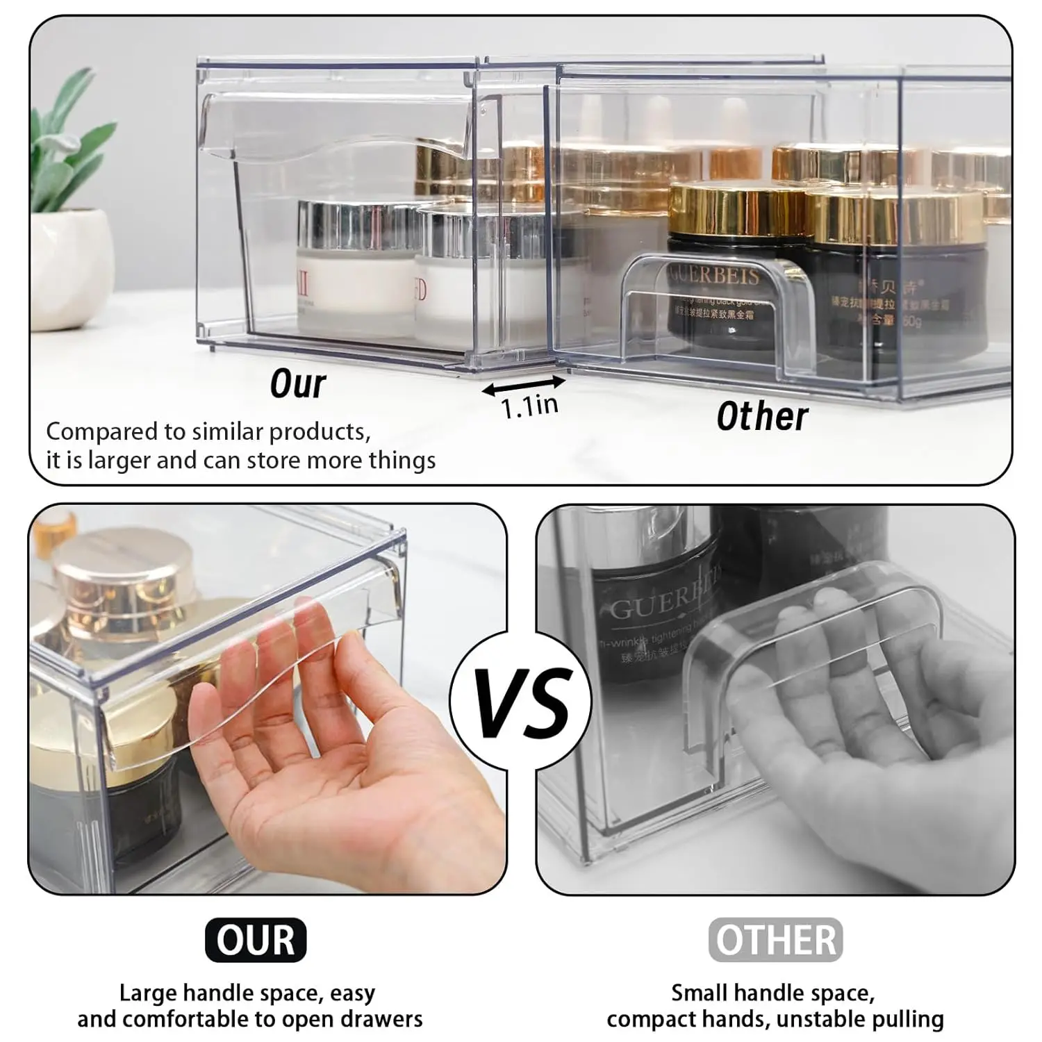 6 Pack Acrylic Drawer Organizer and Make Up Organizers and Storage 4