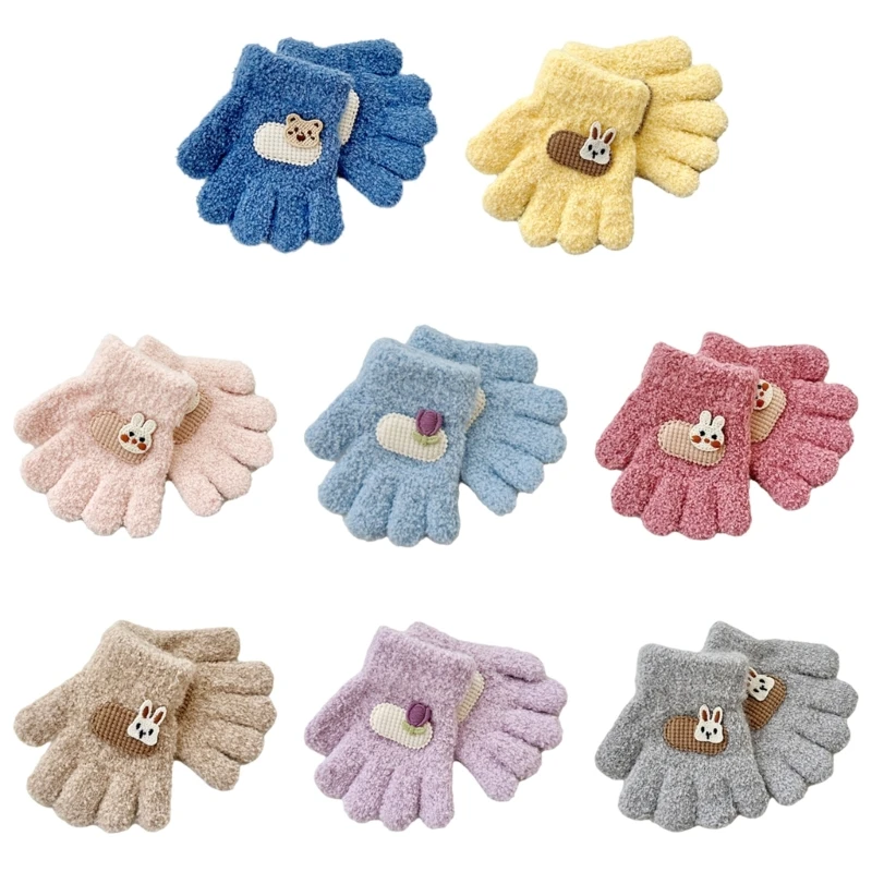 Cosy Winter Gloves for Kids Ages 1 to 3 Year Soft and Warm Five Finger Mittens 69HE