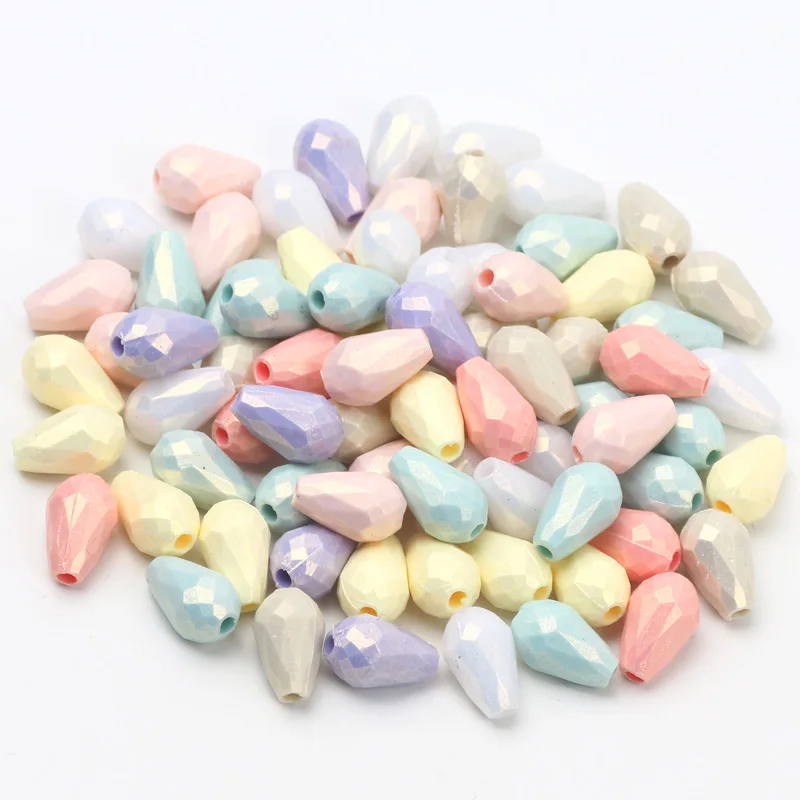 100pcs 8x12mm 혼합 색상 워터 드롭 아크릴 비즈 의류 장식을위한 느슨한 스..